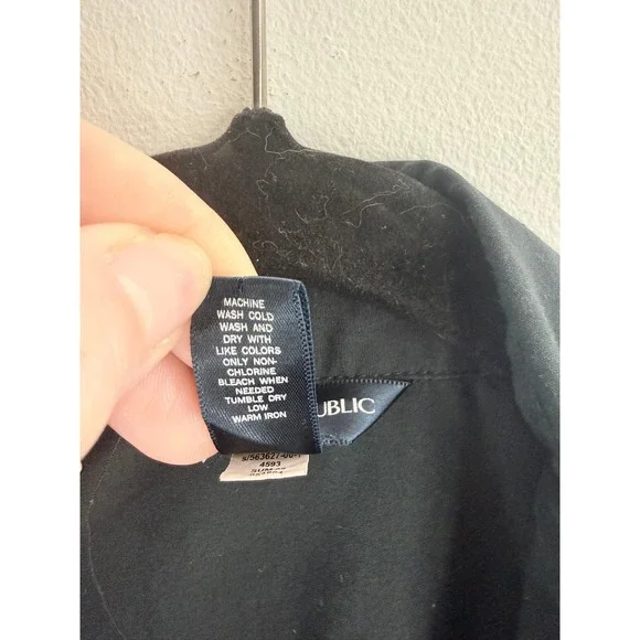 Banana Republic Black Utility Shirt Dress Short Sleeve Button Front Waist Tie Sm - Picture 10 of 12